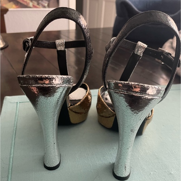 Michael Kors Strappy Platform Heel - Black Gold and Silver - Picture 5 of 9